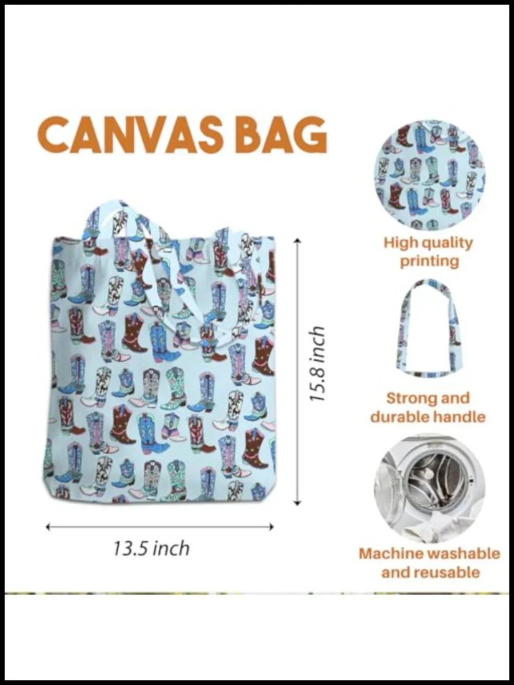 Canvas Tote Bag Reusable Grocery Shopping Bag for Women